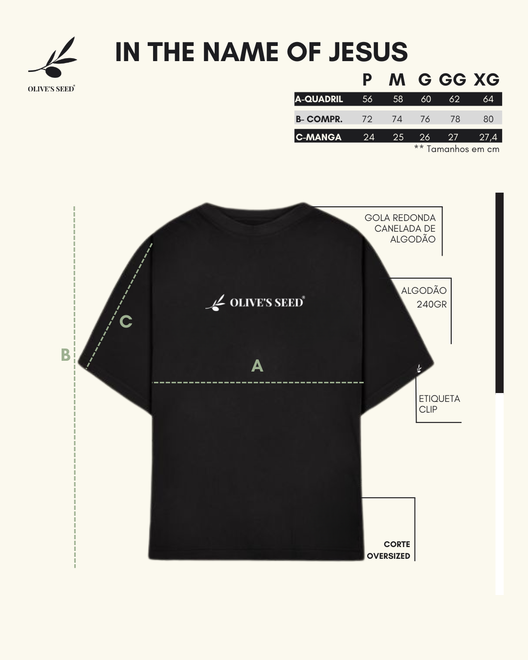 CAMISETA OVERSIZED IN THE NAME OF JESUS